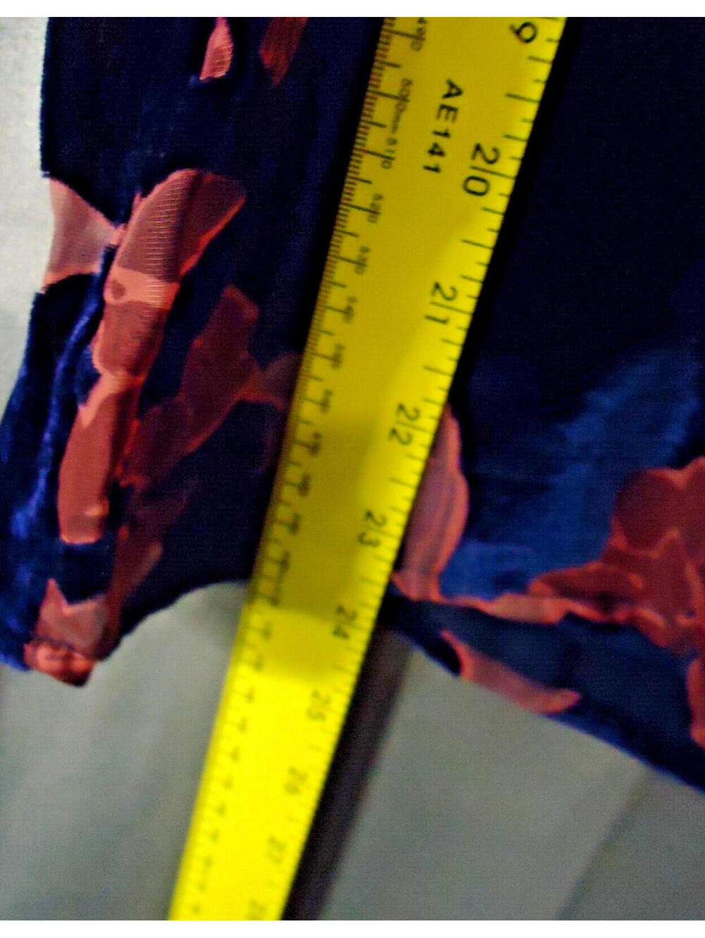 Lucky Brand Crushed Velvet Burn out Floral Cold Shoulder Blouse Med Navy Pink - Picture 8 of 9